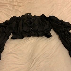 Pretty Little Thing Ruched Long Sleeve Crop Top